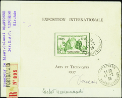 3488 N° 1 Expo Int. Paris 1937 Sur Lettre Recommandée Qualité:OBL Cote:120  - Altri & Non Classificati