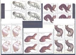 1980. USSR/Russia, Fur-bearing Animals, 4 Sets In Blocks Of 4v,  Mint/** - Unused Stamps