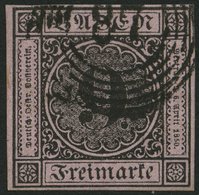 BADEN 4b O, 1851, 9 Kr. Schwarz Auf Rötlichkarmin, Nummernstempel 87, Allseits Breitrandig, Pracht - Altri & Non Classificati