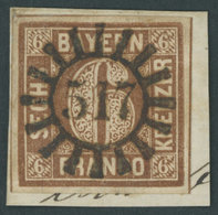 BAYERN 4II BrfStk, 1850, 6 Kr. Dunkelbraunorange, Type II, Idealer Zentrischer MR-Stempel 517, Luxusbriefstück - Sonstige & Ohne Zuordnung