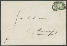 BAYERN 14b BRIEF, 1868, 1 Kr. Dunkelgrün Mit Segmentstempel SCHWEINFURT Auf Brief Nach Regensburg, Kabinett, Gepr. Pfenn - Other & Unclassified