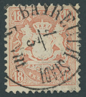 BAYERN 27Yb O, 1870. 18 Kr. Dunkelziegelrot, Wz. Weite Rauten, K1 BAYREUTH STADT, Kabinett, Gepr. Brettl - Sonstige & Ohne Zuordnung