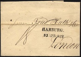 HAMBURG 1822, HAMBURG., L2 Auf Brief Nach London, Registraturbug, Pracht - Prephilately