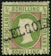 HELGOLAND 6e O, 1872, 1/2 S. Hellolivgrün/karmin, L1, Kleine Mängel, Feinst, Gepr. C. Brettl, Mi. 200.- - Heligoland