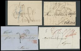 PREUSSEN 1753-1866, 5 Interessante Grenzübergangsbelege: Flensburg-Bordeaux, Angeleterre-Cognac, Holland-Wien, Berlin-Ro - Prephilately