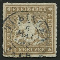 WÜRTTEMBERG 33b O, 1865, 9 Kr. Fahlbraun, R2 TÜBINGEN, Pracht, Gepr. W. Engel, Mi. 150.- - Sonstige & Ohne Zuordnung