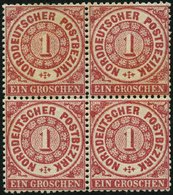 NDP 16 VB **,* , 1869, 1 Gr. Karmin Im Viererblock, 2 Werte Postfrisch, Normale Zähnung, Pracht - Other & Unclassified