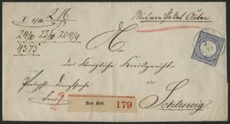Dt. Reich 20 BRIEF, 1873, 2 Gr. Ultramarin, Einzelfrankatur Auf Paketbegleitbrief Von KIEL Nach Schleswig, Normale Zähnu - Used Stamps
