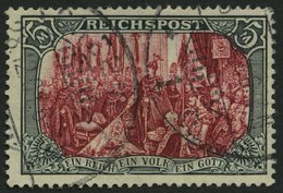 Dt. Reich 66III O, 1900, 5 M. Reichspost, Type I, Nachmalung Mit Rot Und Deckweiß, Pracht, Fotoattest Jäschke-L., Mi. 50 - Sonstige & Ohne Zuordnung