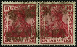 Dt. Reich 86IId Paar O, 1915, 10 Pf. Karmin Kriegsdruck Im Waagerechten Paar, Feinst, Gepr. Jäschke, Mi. 220.- - Sonstige & Ohne Zuordnung