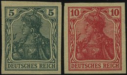 Dt. Reich 85/6IIV (*), 1915, 5 Und 10 Pf. Ungezähnt, Versuchsdrucke Auf Gelblichem Papier, Pracht, Mi. 300.- - Other & Unclassified