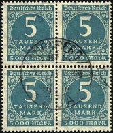 Dt. Reich 274 VB O, 1923, 5 Tsd. M. Mittelblaugrün Im Viererblock, Pracht, Gepr. Infla - Used Stamps