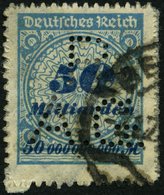 Dt. Reich 330BP HT O, 1923, 50 Mrd. M. Kobaltblau, Durchstochen, Mit Plattenfehler Sprung In Rosette, Firmenlochung P.A. - Used Stamps
