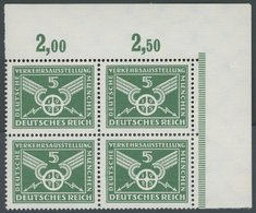 Dt. Reich 370y VB **, 1925, 5 Pf. Verkehrsausstellung, Wz. Liegend, Im Oberen Rechten Eckrandviererblock, Pracht, Mi. (1 - Gebraucht