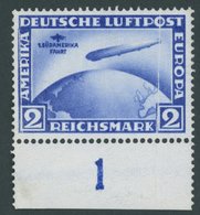 Dt. Reich 438Y **, 1930, 2 M. Südamerikafahrt, Wz. Liegend, Mit Unterrand, Postfrisch, Senkrechter Knick Durch Die Marke - Used Stamps