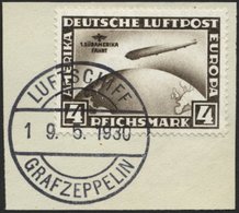 Dt. Reich 439X BrfStk, 1930, 4 RM Südamerikafahrt, Wz. Stehend, Prachtbriefstück, Mi. (400.-) - Gebraucht