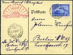 Dt. Reich 457 BRIEF, 1931, 2 RM Polarfahrt Auf Polarfahrtkarte, Pracht - Gebraucht