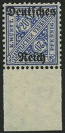 DIENSTMARKEN D 60Y **, 1920, 20 Pf. Dunkelultramarin, Wz. Ringe, Mit Breitem Unterrand, Pracht, Gepr. Krischke Und Fotoa - Dienstmarken