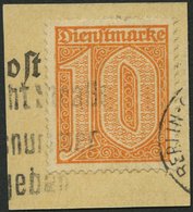 DIENSTMARKEN D 65 BrfStk, 1921, 10 Pf. Dunkelorange, Prachtbriefstück, Gepr. Dr. Düntsch, Mi. (600.-) - Dienstmarken
