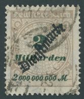 DIENSTMARKEN D 84 O, 1923, 2 Mrd. M. Mattsiena/schwarzgrün, Pracht, Gepr. Peschl, Mi. 150.- - Dienstmarken