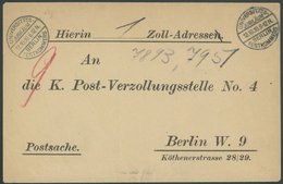 DIENSTMARKEN 1910, Sonderstempel UNIVERSITÄTS-JUBILÄUM FESTKOMMERS 2x Auf Ortsbrief An Die K. Post-Verzollungsstelle No. - Officials