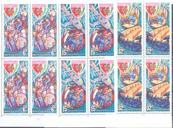 1980. USSR/Russia, Space, Soviet-Hungarian Space Flight, 4 Sets In Blocks Of 4v,  Mint/** - Unused Stamps