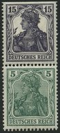 ZUSAMMENDRUCKE S 6aa *, 1917, Germania 15 + 5, Falzrest, Feinst (oben Ohne Zähnung), Mi. 150.- - Zusammendrucke