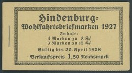 ZUSAMMENDRUCKE MH 24.1A **, 1927, Markenheftchen Hindenburgspende, Durchgezähnt, Pracht, Mi. 320.- - Zusammendrucke