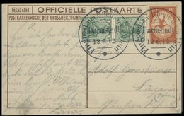 ZEPPELINPOST 10 BRIEF, 1912, 10 Pf. Flp. Am Rhein Und Main Auf Ansichtskarte Mit Kopfstehender Bildseite (Die Herzoglich - Airmail & Zeppelin