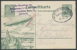 ZEPPELINPOST 16Ad BRIEF, 1912, Frankfurt-Wiesbaden, Auf Nationalflugspendenkarte An Die Kadettenanstalt Gr. Lichterfelde - Luft- Und Zeppelinpost