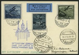 ZULEITUNGSPOST 169A BRIEF, Liechtenstein: 1932, Luposta-Rundfahrt, Abgabe Danzig, Prachtkarte Nach Holland - Zeppeline