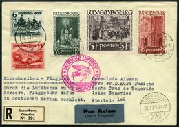 SPÄTERE FLÜGE (SPF) 30.3.1939, Südatlantik-Etappe, Einschreibbrief Mit Dt. Reich/Luxemburg Frankatur, Ab Luxemburg Nach  - Vliegtuigen