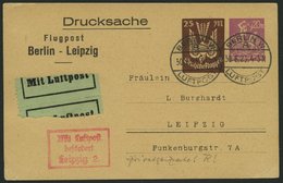 LUFTPOSTBESTÄTIGUNGSSTPL 68-01a BRIEF, LEIPZIG, R3 In Rot, Drucksache Von BERLIN Nach Leipzig, Prachtkarte - Airmail & Zeppelin