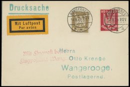 LUFTPOSTBESTÄTIGUNGSSTPL 105-01 BRIEF, WANGEROOGE, Flugpostamt, Drucksache Von NORDERNEY Nach Wangerooge, Prachtbrief - Luft- Und Zeppelinpost