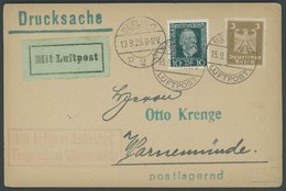 LUFTPOSTBESTÄTIGUNGSSTPL 106-01a BRIEF, WARNEMÜNDE In Rot, Drucksache Von BERLIN Nach Warnemünde, Prachtkarte - Airmail & Zeppelin