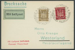 LUFTPOSTBESTÄTIGUNGSSTPL 109-01a BRIEF, WESTERLAND In Rot, Drucksache Von HAMBURG Nach Westerland, Prachtkarte - Luft- Und Zeppelinpost