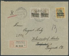 DP IN MAROKKO 25,34 Paar BRIEF, 1909, 30 C. Auf 25 Pf. Und 3 C. Auf 3 Pf. Im Waagerechten Paar Auf Einschreibbrief Mit 3 - Deutsche Post In Marokko