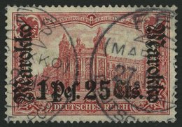 DP IN MAROKKO 55IA O, 1911, 1 P. 25 C. Auf 1 M., Friedensdruck, Stempel FES, Pracht, Gepr. Steuer, Mi. 80.- - Deutsche Post In Marokko