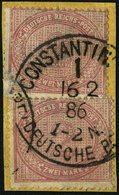 DP TÜRKEI V 37c BrfStk, 1886, 2 M. Mittelrosalila, 2x Auf Postabschnitt, Stempel Konstantinopel 6, Kleine Mängel, Feinst - Turkey (offices)