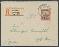 KAMERUN 12 BRIEF, 1908, 30 Pf. Rötlichorange/rotschwarz Auf Mattgelblichorange Auf Einschreibbrief Von BIPINDIHOF Nach G - Cameroun