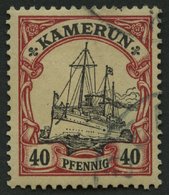 KAMERUN 13II O, 1900, 40 Pf. Karmin/schwarz Mit Abart Punkt In Der Schiffs-Seitenlinie Unterhalb Des Hinteren Schornstei - Cameroun