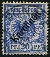 KAROLINEN 4I O, 1899, 20 Pf. Diagonaler Aufdruck, Pracht, Gepr. Steuer, Mi. 160.- - Karolinen