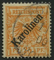 KAROLINEN 5I O, 1899, 25 Pf. Diagonaler Aufdruck, Stempel PONAPE, Pracht, Fotoattest Jäschke-L., Mi. 3400.- - Karolinen