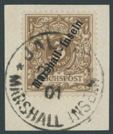 MARSHALL-INSELN 7b BrfStk, 1899, 3 Pf. Lebhaftorangebraun Mit Zweitem K1 JALUIT MARSHALL-INSELN, Kabinettbriefstück, R!, - Marshall Islands