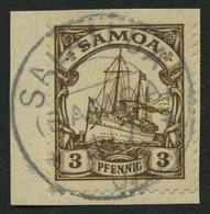 SAMOA 7 BrfStk, 1900, 3 Pf. Dunkelockerbraun, Ohne Wz., Stempel SALAILUA, Prachtbriefstück - Samoa