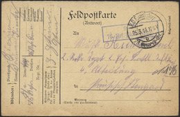 LETTLAND 1298 BRIEF, K.D. FELDPOSTEXP. 76. RESERVE DIV. B, 25.3.16, Auf Feldpost-Vordruck-Antwortkarte Aus Neugut, Mit B - Lettland