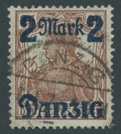 FREIE STADT DANZIG 28II O, 1920, 2 M. Auf 35 Pf., Hellgrauer Netzunterdruck, Spitzen Nach Unten, Zeitgerechte Entwertung - Sonstige & Ohne Zuordnung