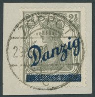 FREIE STADT DANZIG 33 BrfStk, 1920, 21/2 Pf. Kleiner Innendienst, Zeitgerechte Entwertung ZOPPOT C, Prachtbriefstück, Fo - Sonstige & Ohne Zuordnung