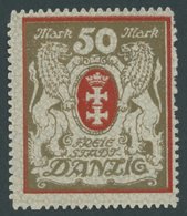 FREIE STADT DANZIG 100Xa **, 1922, 50 M. Rot, Wz. 2X, Pracht, Mi. 260.- - Sonstige & Ohne Zuordnung