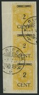MEMELGEBIET 176 S 2,S 3 BrfStk, 1923, 2 C. Auf 20 M. Dunkelrötlichgelb, Typen II-III-IV Im Senkrechten Dreierstreifen, O - Klaipeda 1923